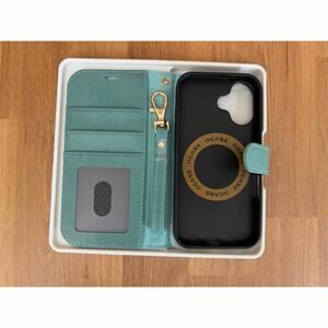 OCASE iPhone 16 Wallet Case | Green Detachable Folio w/ Wrist Strap